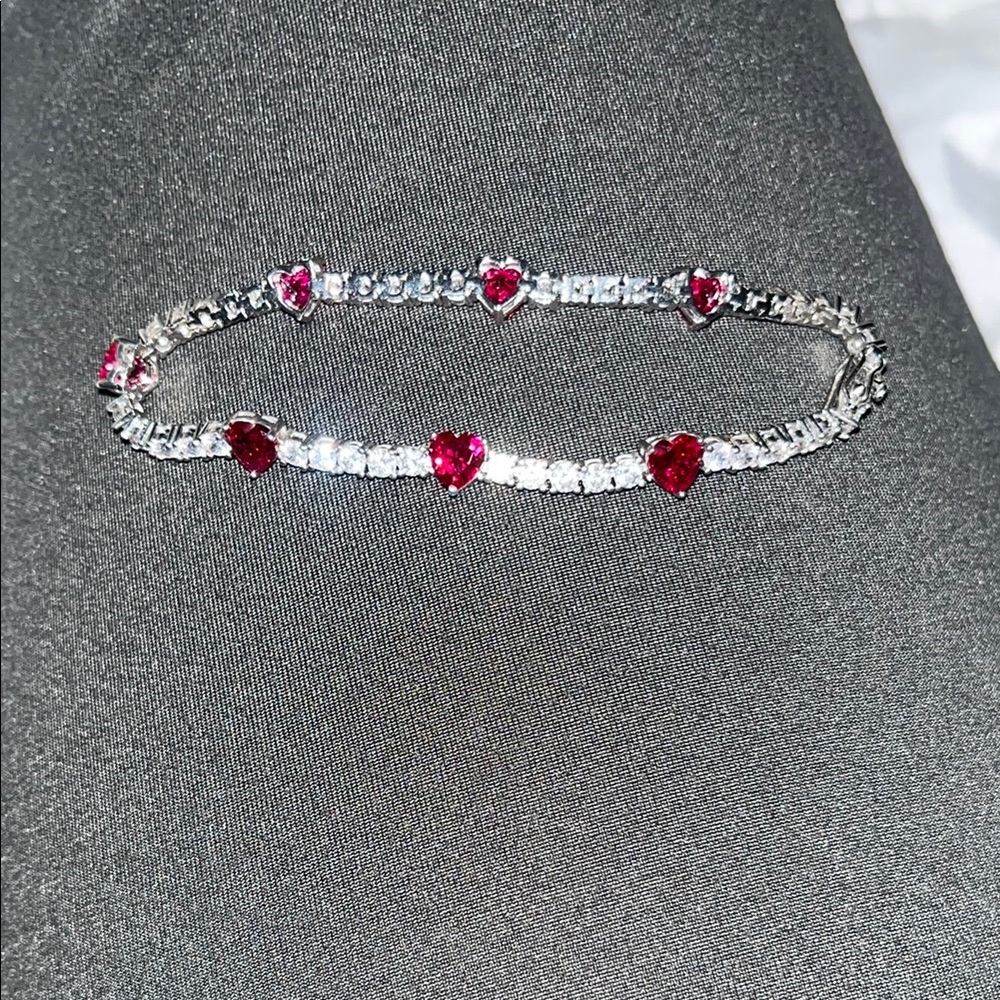 Ruby red heart bracelet